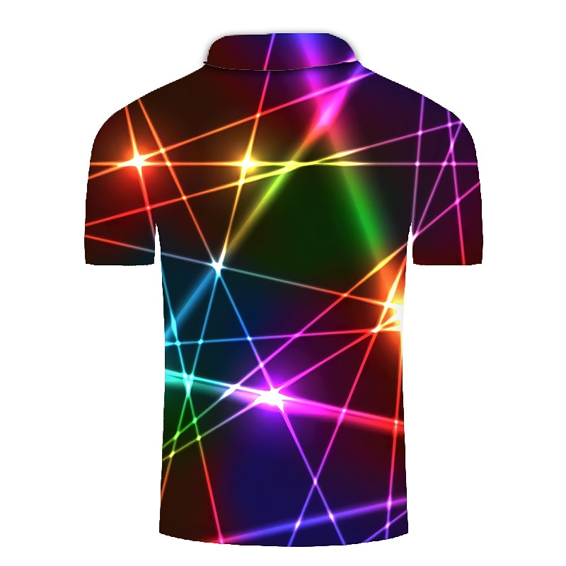 Men's Graphic Neon Polo Shirts Golf Shirt Short Sleeve Polo Shirts Collared Shirts Casual Vacation Wear Rave Wear Party Outfits Buttons 3D Print White Pink Green3