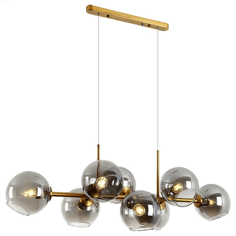 LED Pendant Light Island Light Black Bronze Copper Modern Nordic Dining Room Bedroom Chandelier Minimalist Living Room Magic Bean Glass Molecular Bubble Chandelier 110cm2