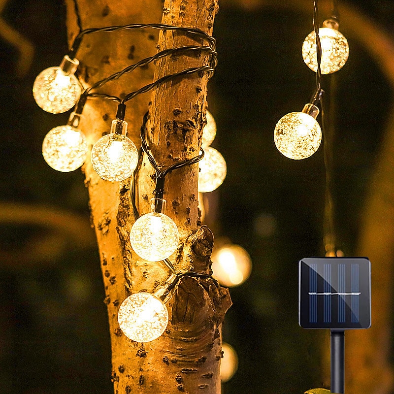 Elegant Wedding Party Reception 7M 50LED Solar LED String Lights - Waterproof Bubble Ball Fairy Lights for Garden, Holiday Decor Warm White & Colorful4
