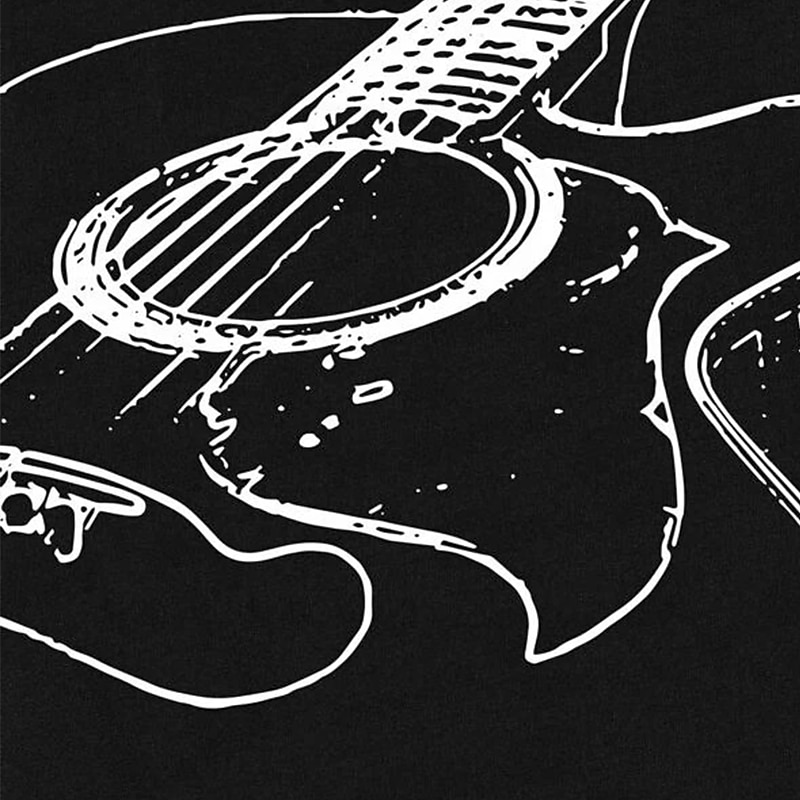 Mens T-Shirt Acoustic Guitar Graphic Short Sleeve4