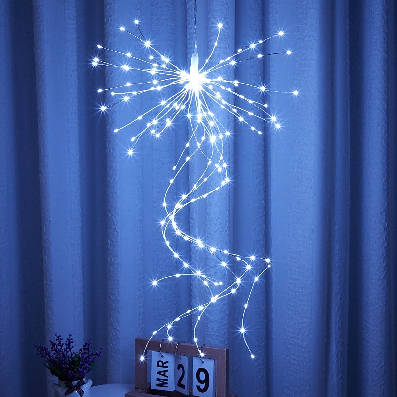 LED String Lights Hanging Starburst Firework Lights 200 LEDs Battery or USB Remote Control Operated Vine Branch Light Christmas Fairy String Light Foldable Garland Wedding Store Decoration Lamp3