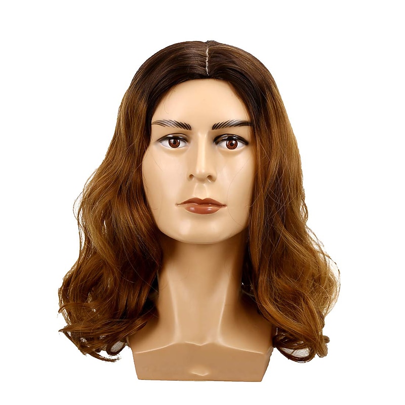 Brown Wigs for Men Men'S Curly Hair Long Wig Dark Gradient Brown Halloween Makeup Wig4