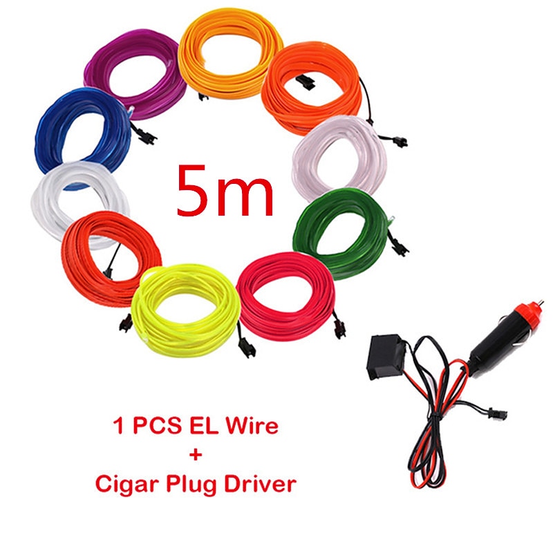 Car EL Wire LED Strip 5M LED Car Lights Atmosphere Light for DIY Flexible AUTO Interior Lamp Party Decoration 12V Neon Strips 2pcs 1pc Set2