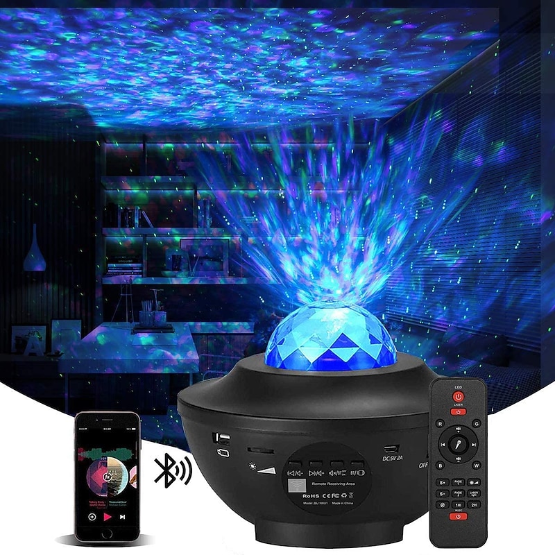 LED Galaxy Projector Night Light Ocean Wave Star Projection with Bluetooth Music Speaker Remote Control 10 Colors 21 Lighting Modes Brightness Levels Adjustable for Bedroom Gaming Room4