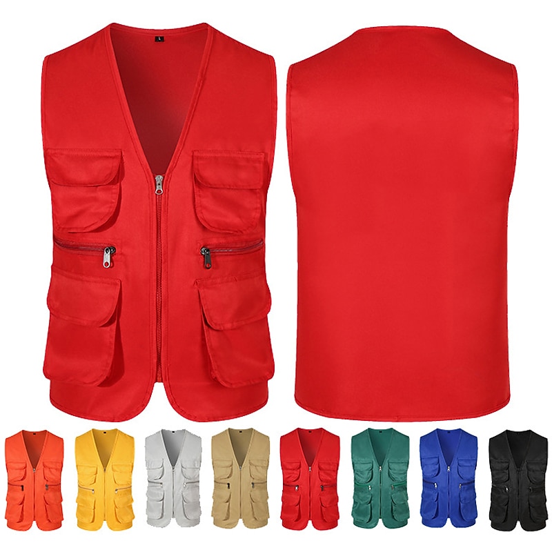 Men's Women's Fishing Vest Hiking Vest Sleeveless Vest / Gilet Jacket Top Outdoor Breathable Quick Dry Lightweight Multi Pockets Navy fluorescent green orange Fishing Climbing