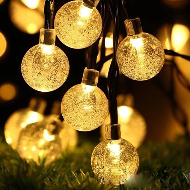 Elegant Wedding Party Reception 7M 50LED Solar LED String Lights - Waterproof Bubble Ball Fairy Lights for Garden, Holiday Decor Warm White & Colorful3
