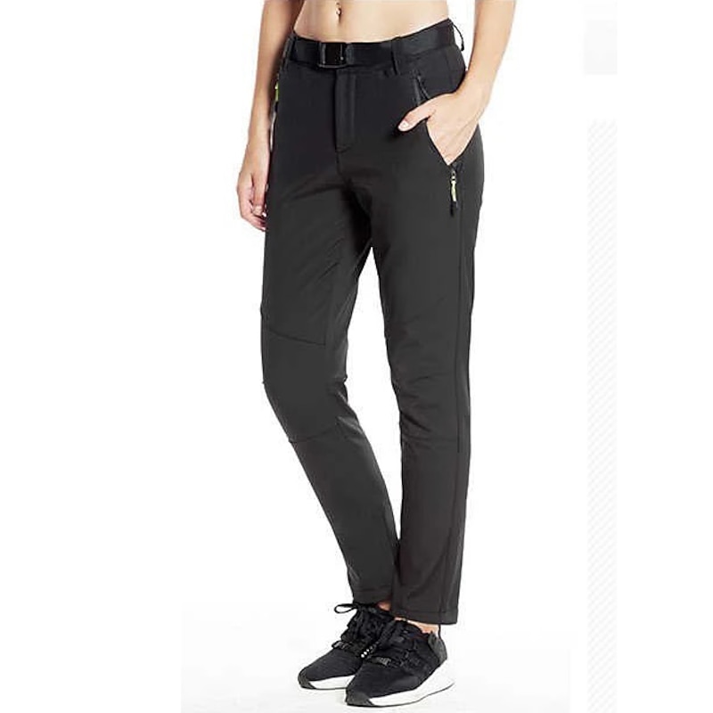 Women's Hiking Pants Trousers Fleece Lined Pants Softshell Pants Winter Outdoor Thermal Warm Fleece Lining Waterproof Windproof Pants / Trousers Bottoms Elastic Waist Black Dark Navy Hunting Ski2