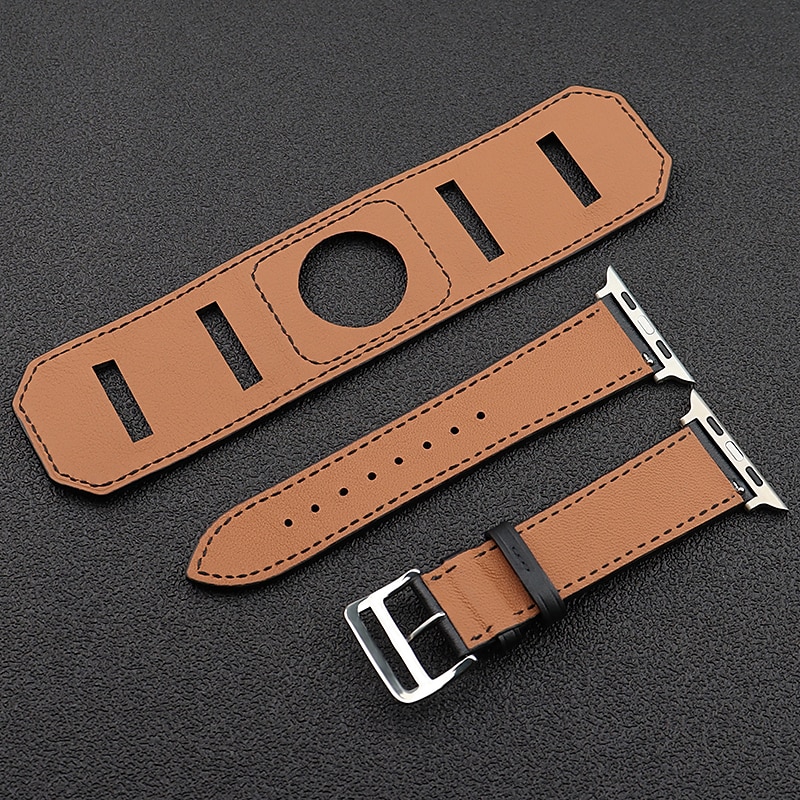 Genuine Leather Smart Watch Band Compatible with Apple iWatch 49mm 45mm 44mm 42mm 41mm 40mm 38mm Sreies Ultra SE 8 7 6 5 4 3 2 1 for Smartwatch Strap Wristband Women Luxury Bracelet3