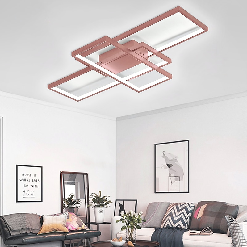 LED Ceiling Light Modern Geometric Pattern 90cm 3-Light Linear Flush Mount Ambient Light Metal Aluminum Warm White Cold White Dimmable Version With Remote Control ONLY DIMMABLE WITH REMOTE CONTROL3