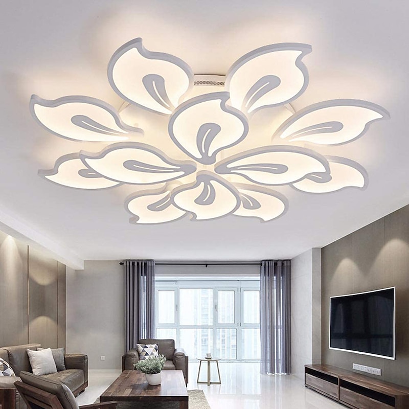 65/80/90/100 cm Dimmable Ceiling Light LED Flush Mount Lights Metal Artistic Style Floral Style Painted Finishes Modern 110-120V 220-240V / CE Certified Flower Design2