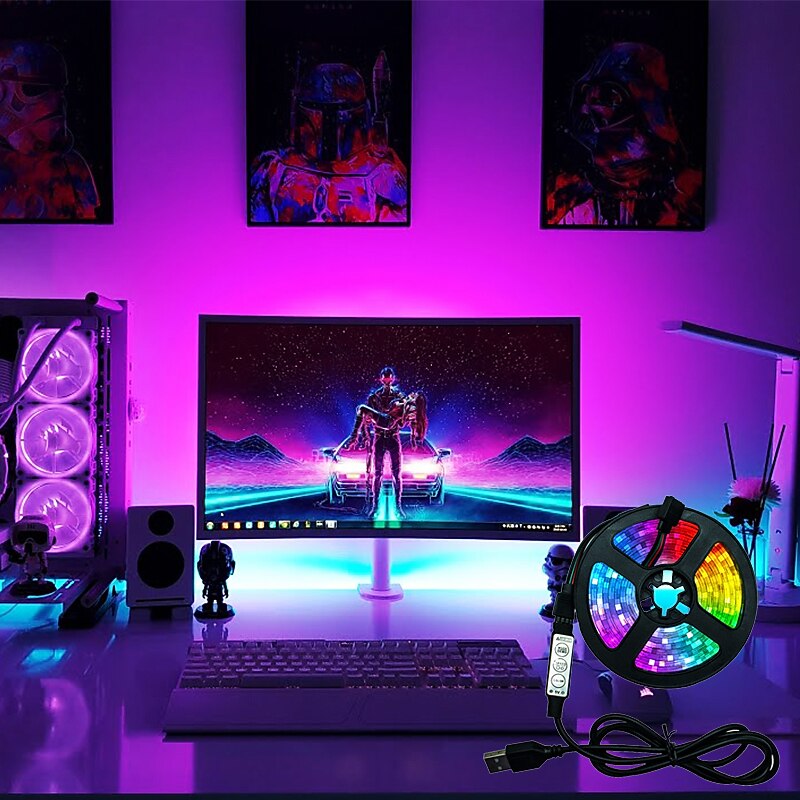 USB LED Strip Lights 1~5m 3.3~16.4ft SMD 5050 RGB Color Changing DC5V Desk Screen TV Backlight IP65 Waterproof3