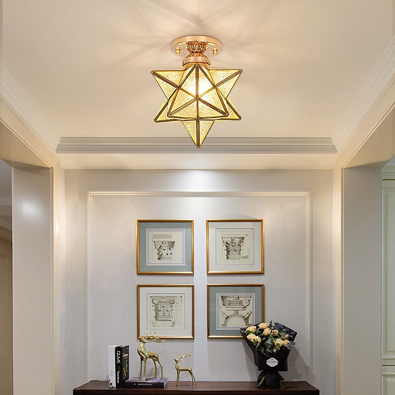 LED Mini Ceiling Light Porch Light Corridor Light Black Gold 20 cm Metal Vintage Style Novelty Painted Finishes Traditional Classic Nordic Style 110-120V 220-240V2