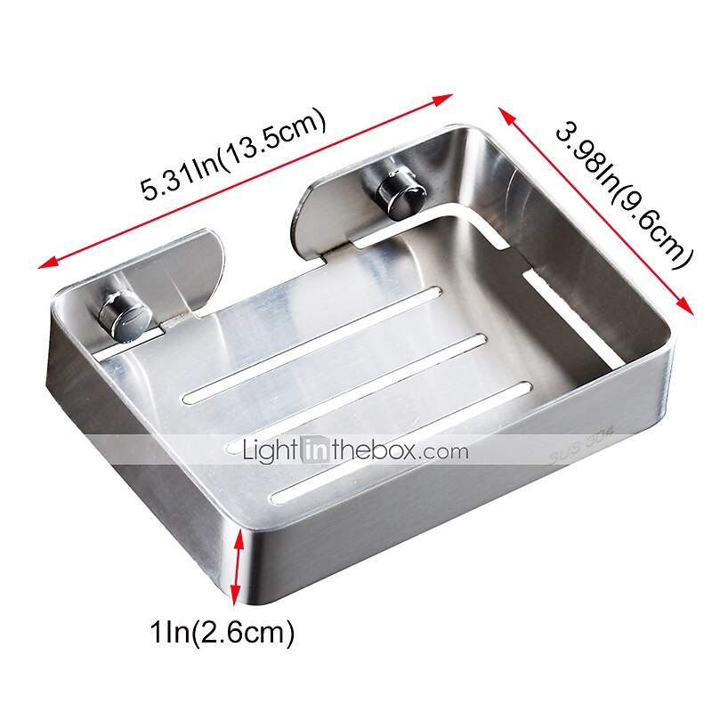 Soap Dishes with Holders Rectangle Hollow Contemporary Stainless Steel Wall Mounted Sliver 1pc2