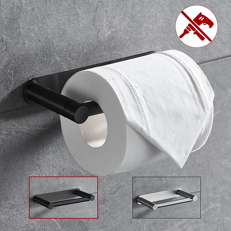 Toilet Paper Holder Self-adhesive Roll Paper Holder Stainless Steel Material Paper Towel Holder Brushed and Painted Finishes