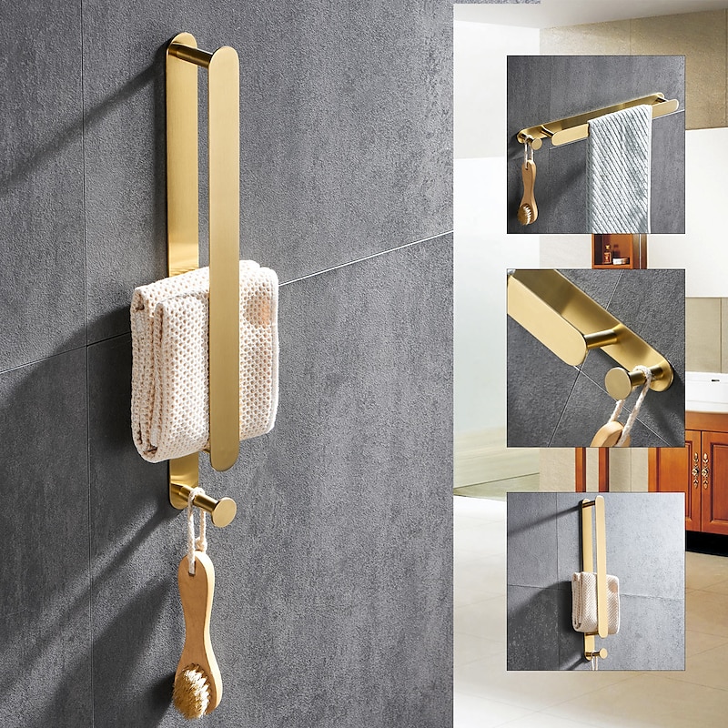 Towel Bar and Towel Rack with Hooks New Design Stainless Steel Bathroom Towel Rack Wall Mounted Painted Finishes 1pc3