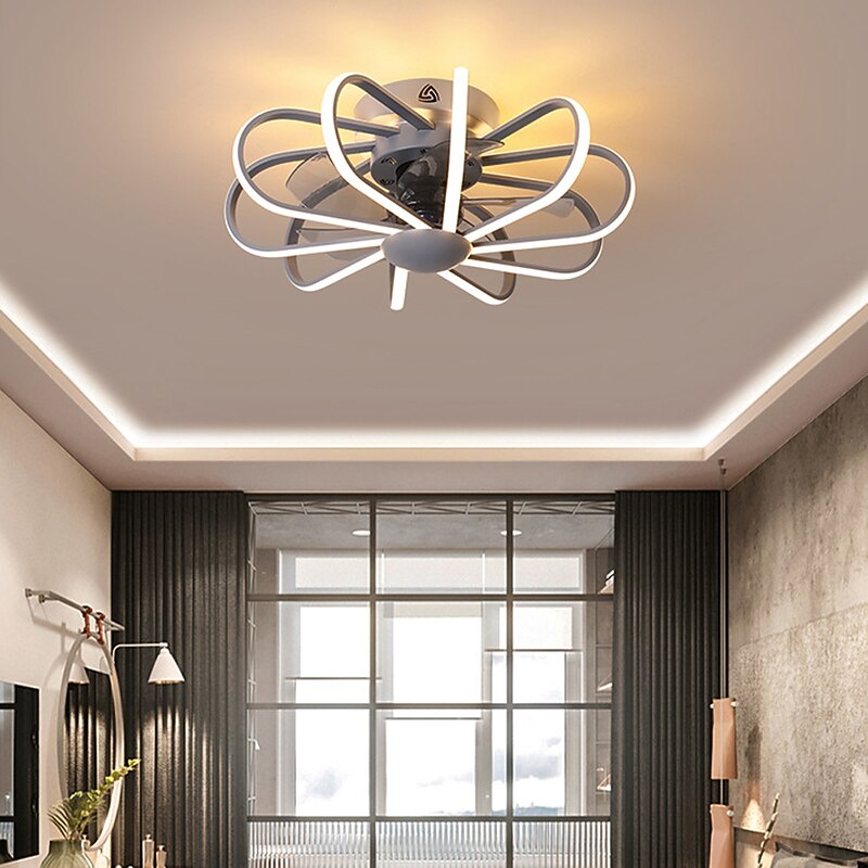 LED Ceiling Fan with Light Black White Gold Industrial Ceiling Fan Retractable Blades Vintage Cage Chandelier Fan with Remote Control 5PCS E26/E27 Bulbs Needed AC110V AC220V4