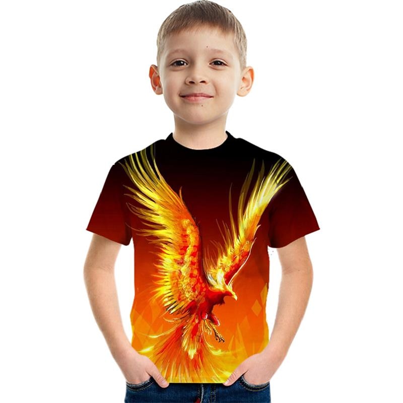 Boys 3D Graphic Animal Phoenix T shirt Short Sleeve 3D Print Summer Active Fantasy Kids 3-12 Years2