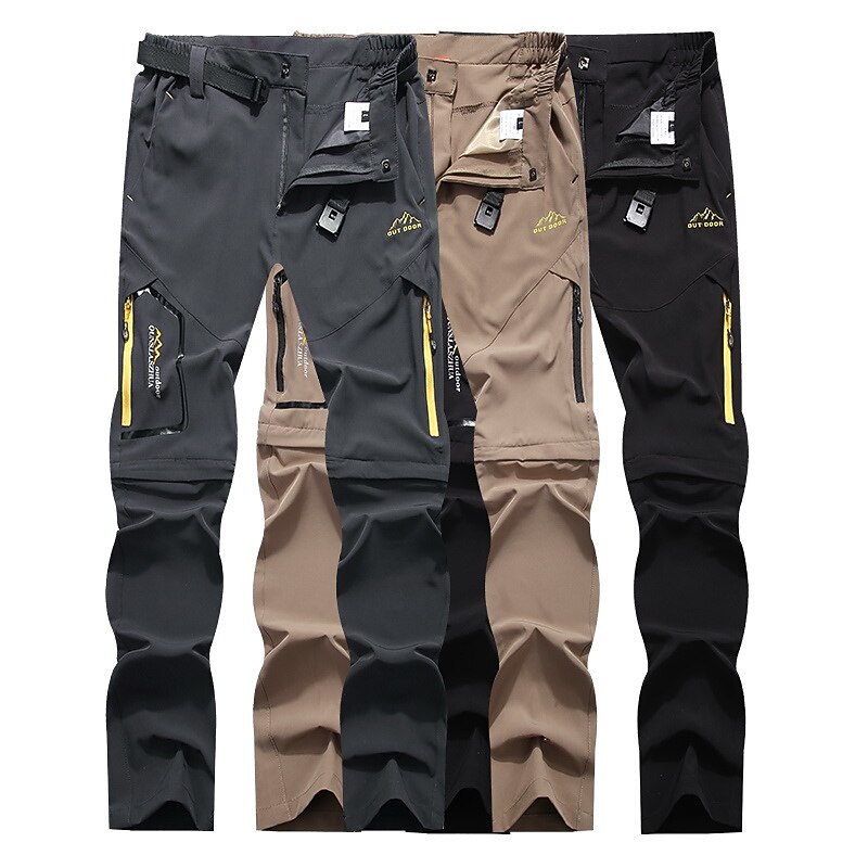 Men's Convertible Zip Off Pants Hiking Pants Trousers Summer Outdoor Waterproof Skin Friendly Quick Dry Stretchy Pants / Trousers Bottoms Elastic Waist Army Green Dark Grey Elastane Hunting Fishing2