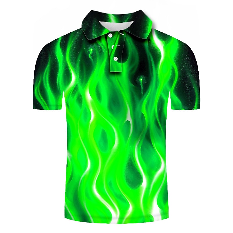 Men's Graphic Polo Shirts Golf Shirt Short Sleeve Polo Shirts Collared Shirts Casual Vacation Wear Rave Wear Party Outfits Buttons 3D Print Yellow Pink Blue2