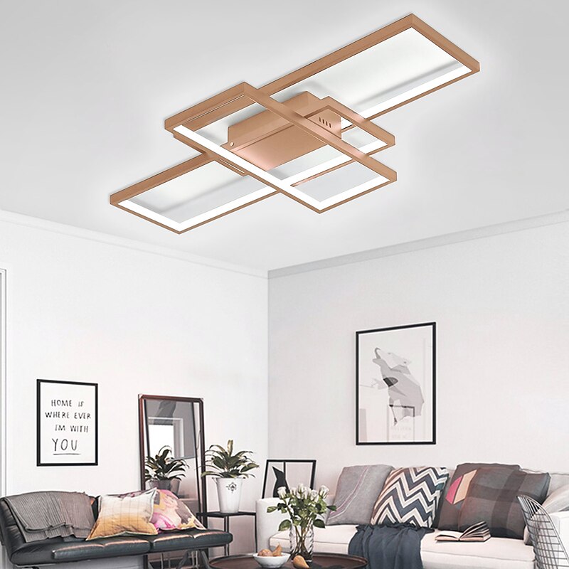 LED Ceiling Light Modern Geometric Pattern 90cm 3-Light Linear Flush Mount Ambient Light Metal Aluminum Warm White Cold White Dimmable Version With Remote Control ONLY DIMMABLE WITH REMOTE CONTROL