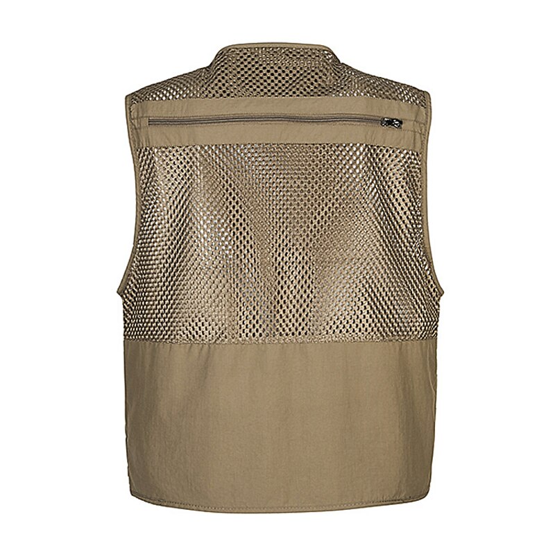 Men's Fishing Vest Hiking Vest Sleeveless V Neck Vest / Gilet Jacket Top Outdoor Breathable Quick Dry Multi Pockets Lightweight Polyester Army Green Khaki Dark Blue Fishing Climbing Camping / Hiking4