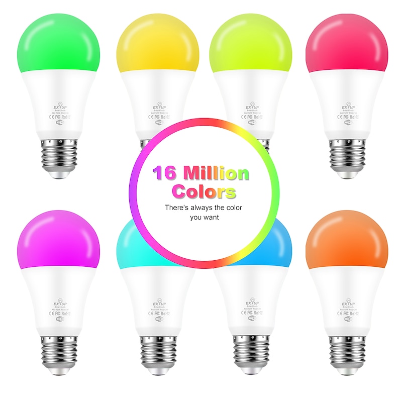 6pcs 4pcs 2pcs 1pc 10 W LED Smart Bulbs 1050 lm E27 A60(A19) 34 LED Beads SMD APP Control Smart Timing RGB+Cold&Warm White 220-240 V4