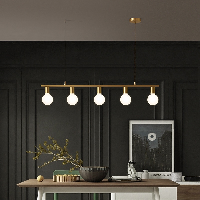 LED Pendant Light Island Light Modern Gold For Dining Room 70/100cm Copper Dining Room Decoration Light 3/5 Lamps Holder E27 Adjustable