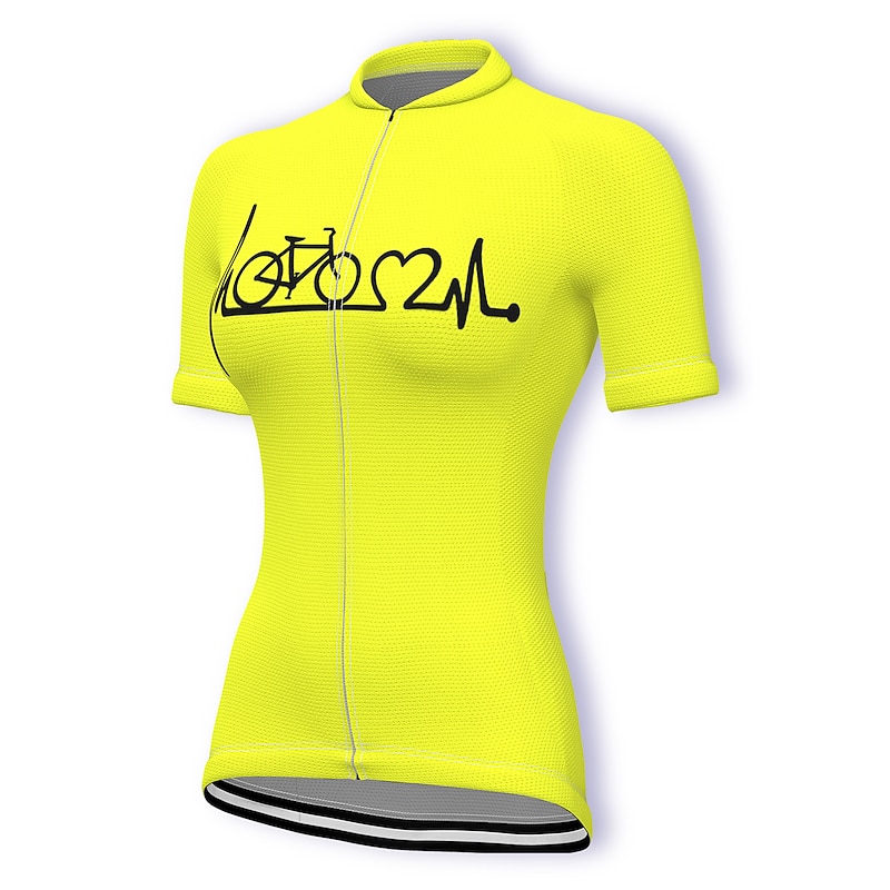 21Grams Racing Cycle Heartbeat Women's Cycling Jersey Summer Spandex Polyester Yellow Bike Tee Tshirt Jersey Top Mountain Bike MTB Road Bike Cycling Breathable Back Pocket Sports Clothing3