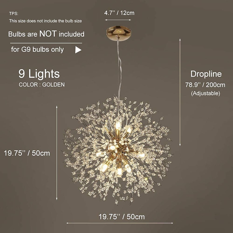 LED Pendant Light Crystal Chandelier Dandelion Design 9-light Firework Modern Sputnik Chandelier Pendant Light Fixture For Bedroom Living Room Dining Room4