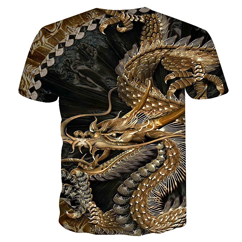 Men's Unisex Dragon Graphic Prints T Shirt Tee Short Sleeve T shirt 3D Print Round Neck Shirt Fashion Designer Basic Casual Daily Holiday Brown Spring & Summer Clothing Apparel Plus Size S M L XL XXL3