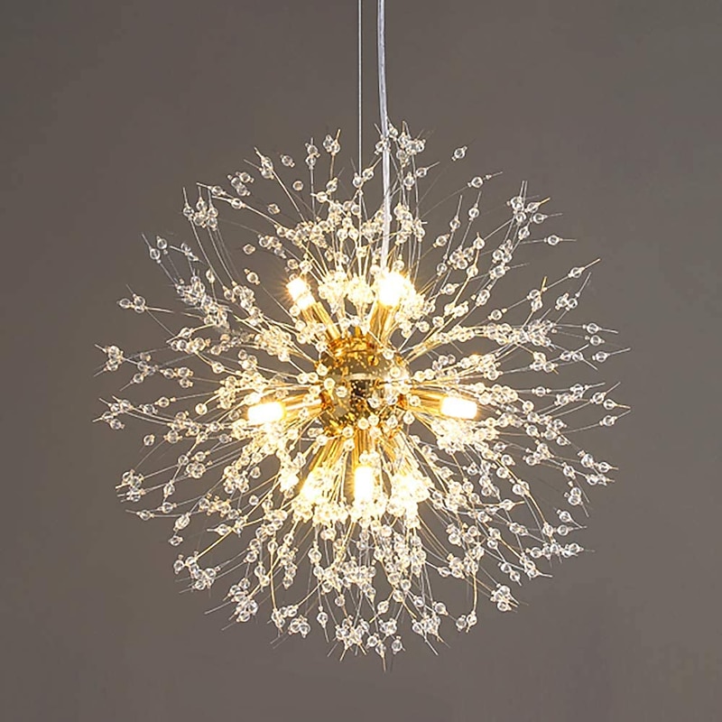 LED Pendant Light Crystal Chandelier Dandelion Design 9-light Firework Modern Sputnik Chandelier Pendant Light Fixture For Bedroom Living Room Dining Room