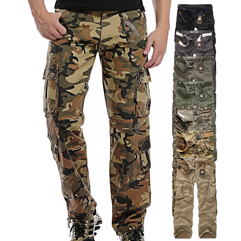 Men's Cargo Pants Hiking Pants Trousers Tactical Pants Military Spring Outdoor Skin Friendly Quick Dry Multi Pockets Sweat wicking Cargo Pants Bottoms Jungle camouflage ArmyGreen Cotton Work Camping2
