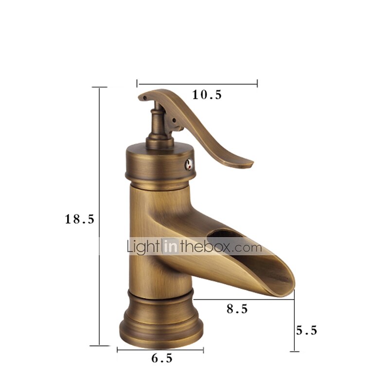 Bathroom Sink Faucet,Waterfall Antique Brass Single Handle One Hole Bath Taps with Hot and Cold Switch2