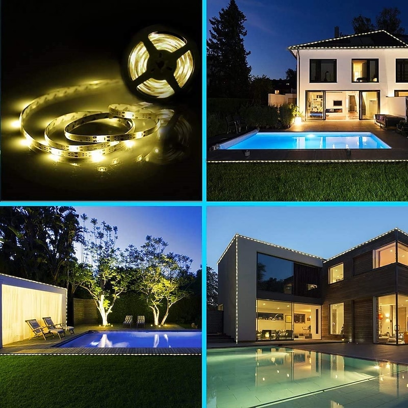 Outdoor Solar String Light Solar LED Strip Lights Outdoor Waterproof 5m 16.4ft 150 LED Solar String Lights 3m 90 LED for Garden Patio Pool Christmas Tree Bushes Wall Decoration LED Solar Garden Light4