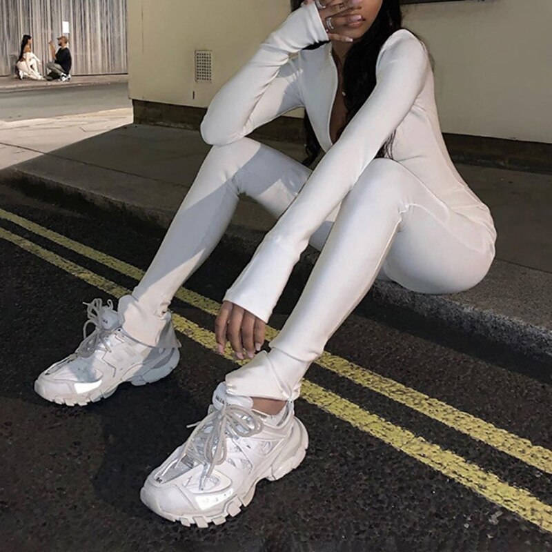 Women's Bodysuit Front Zipper High Neck Solid Color Sport Athleisure Bodysuit Clothing Suit Long Sleeve Breathable Moisture Wicking Soft Comfortable Exercise & Fitness Running Everyday Use Street2