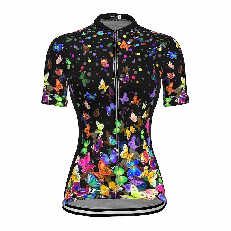 Women's Cycling Jersey Butterfly Funny Short Sleeve Bike Jersey Top with 3 Rear Pockets Mountain Bike MTB Road Bike Cycling Fast Dry Quick Dry Soft Reflective Strips Sports Black White Blue Clothing3