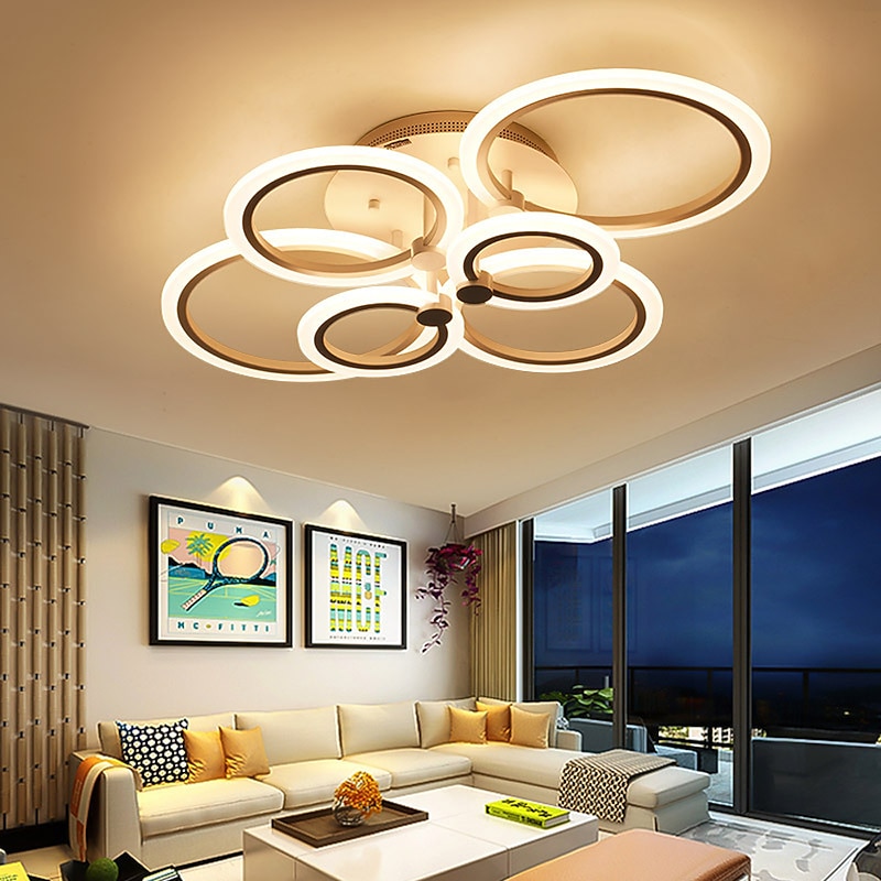 LED Ceiling Light Glow outward LED Ceiling Light 4/6/8-Light Flush Mount Lights Circle Design Modern Style Simplicity Acrylic 90W Living Room Dining Room Bedroom Light Fixture
