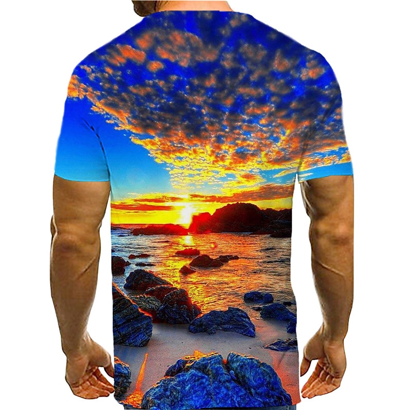Men's Graphic Prints Beach Shirt T Shirt Tee Short Sleeve T shirt 3D Print Round Neck Shirt Designer Casual Big and Tall Daily Holiday Blue Summer Clothing Apparel S M L XL XXL 3XL 4XL2
