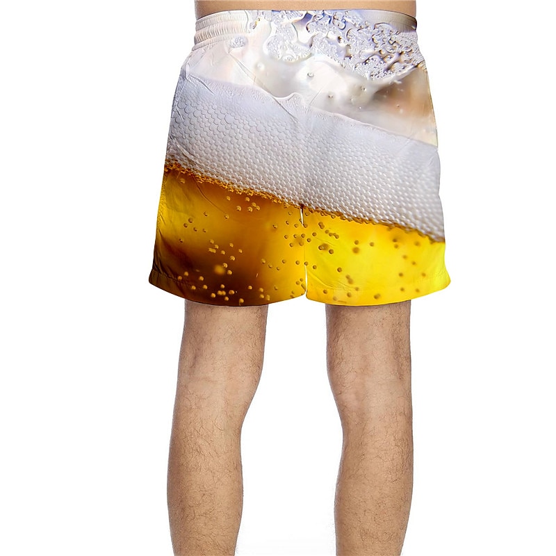 Men's Optical Illusion Print Oktoberfest Beer Swim Trunks Swim Shorts Board Shorts Hawaiian Holiday Drawstring with Mesh lining Elastic Waist Designer Clothing Apparel3