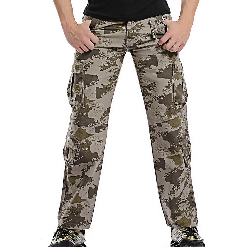 Men's Cargo Pants Hiking Pants Trousers Tactical Pants Military Spring Outdoor Skin Friendly Quick Dry Multi Pockets Sweat wicking Cargo Pants Bottoms Jungle camouflage ArmyGreen Cotton Work Camping3