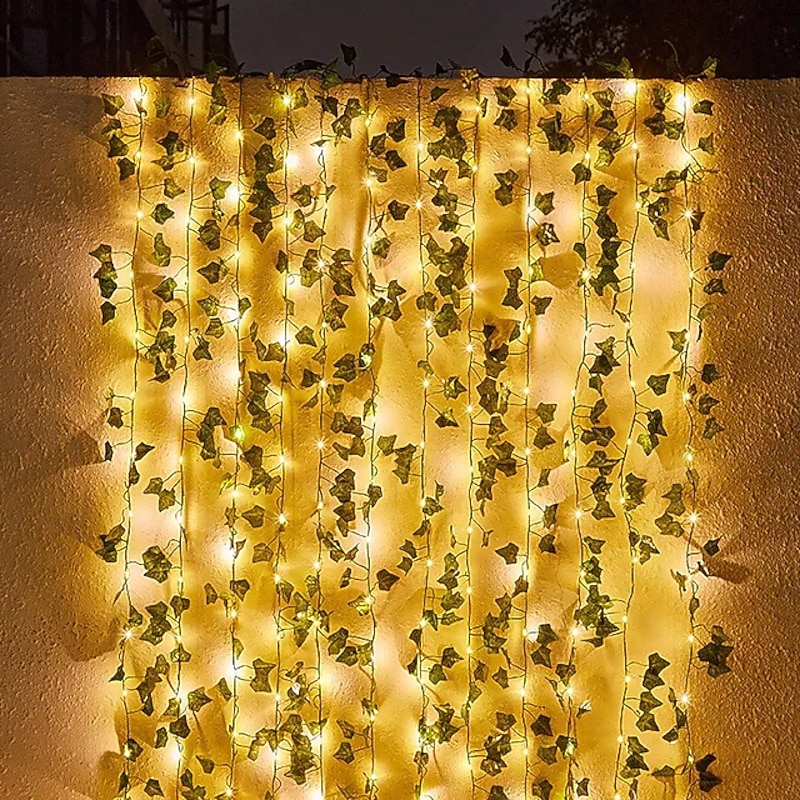 12pcs LED String Lights, 2.3m Leaf Garland for Christmas Wedding & Party Decor