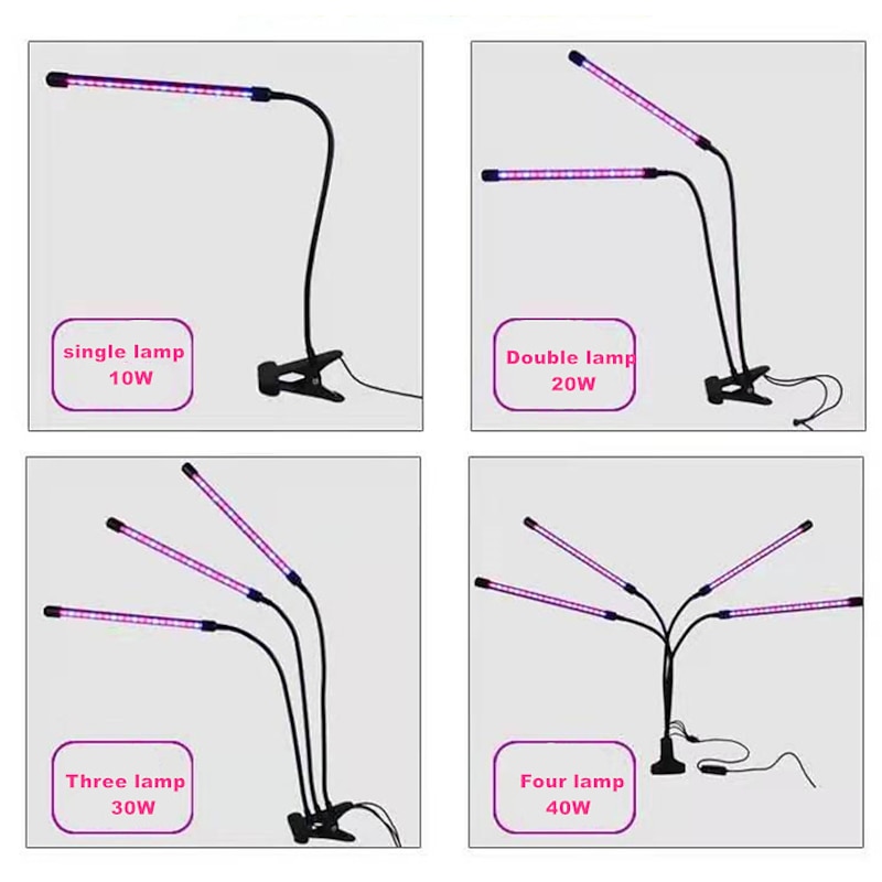 LED Grow Lights Dimmable Growing Light Fixture 10W 20W 30W with Plug for Desktop Plants Home Office Vegetable Greenhouse 20-40-60-80 LED Beads 1 Set3