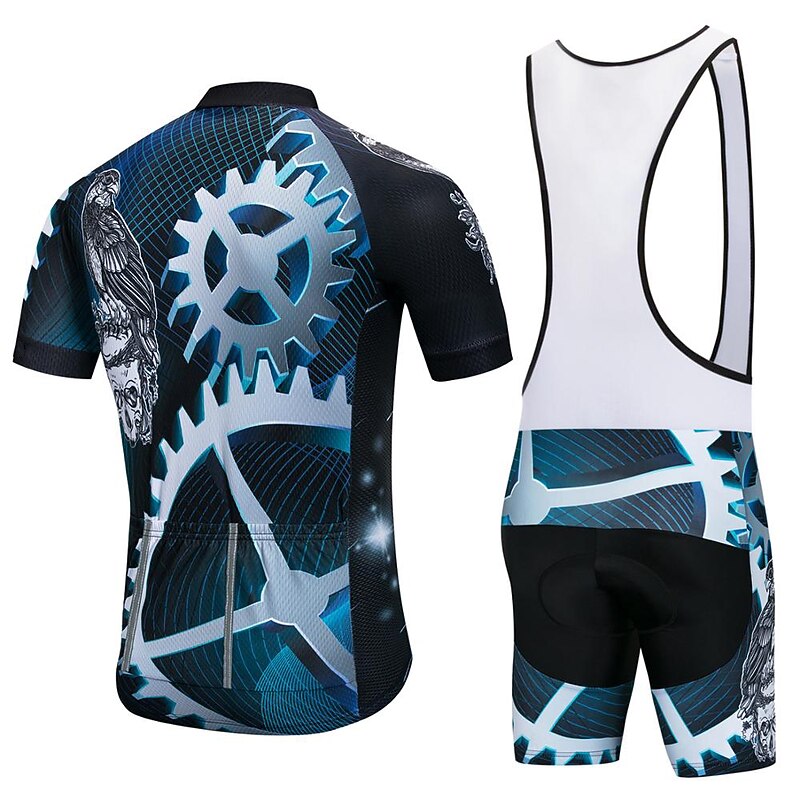 Men's Cycling Jersey with Bib Shorts Short Sleeve Mountain Bike MTB Road Bike Cycling Black Yellow Red Gear Bike Clothing Suit 3D Pad Breathable Quick Dry Reflective Strips Back Pocket Polyester2