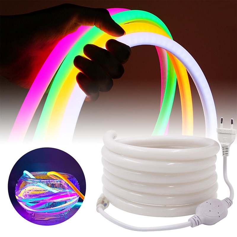 9.8ft 3m LED Neon Strip Light Rope Light SMD 2835 Round 360 Degree Luminous Round Tube IP65 Waterproof Warm White Blue Pink Green Home Decoration EU Plug3