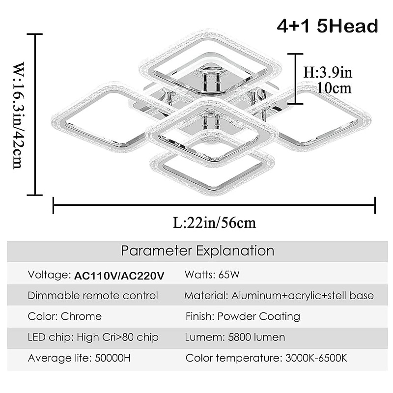 LED Ceiling Light Square Chrome Ceiling Lamp Bubble Acrylic Modern Dimmable Flush Mount LED  with Remote Control for Living Room Bedroom Dining Room AC110V AC220V3