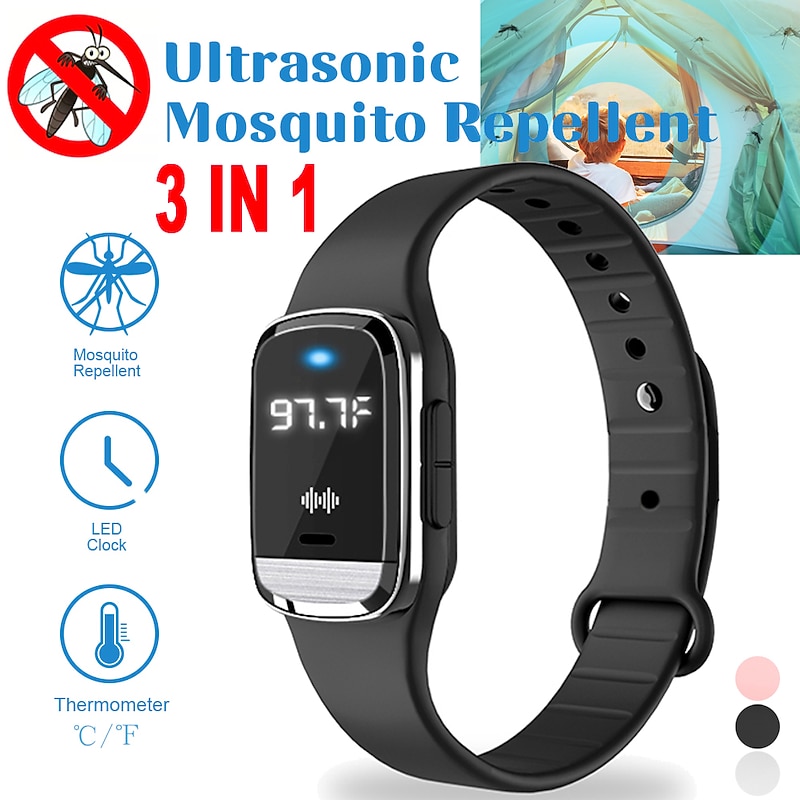 3-in-1 Intelligent Mosquito Repellent Watch – Ultrasonic Bracelet with Pedometer, Smart Anti-Mosquito Function for Indoor and Outdoor Use2