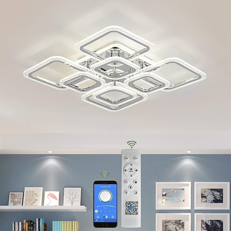 LED Ceiling Light Square Chrome Ceiling Lamp Bubble Acrylic Modern Dimmable Flush Mount LED  with Remote Control for Living Room Bedroom Dining Room AC110V AC220V