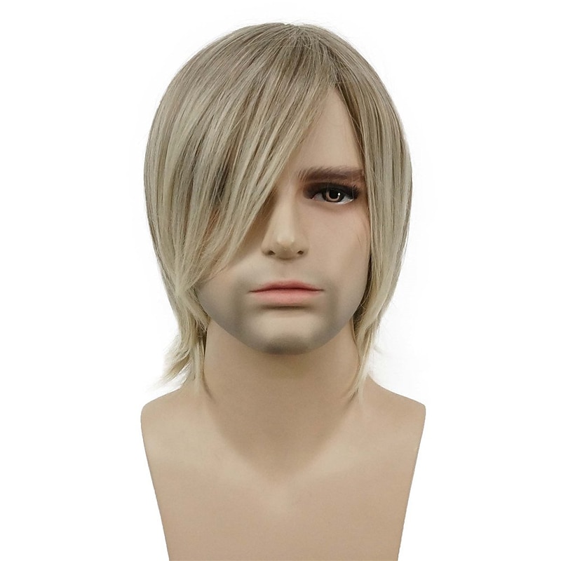 Blond Men's Straight Wig Wig Cosplay Carnival Medium Long Wig