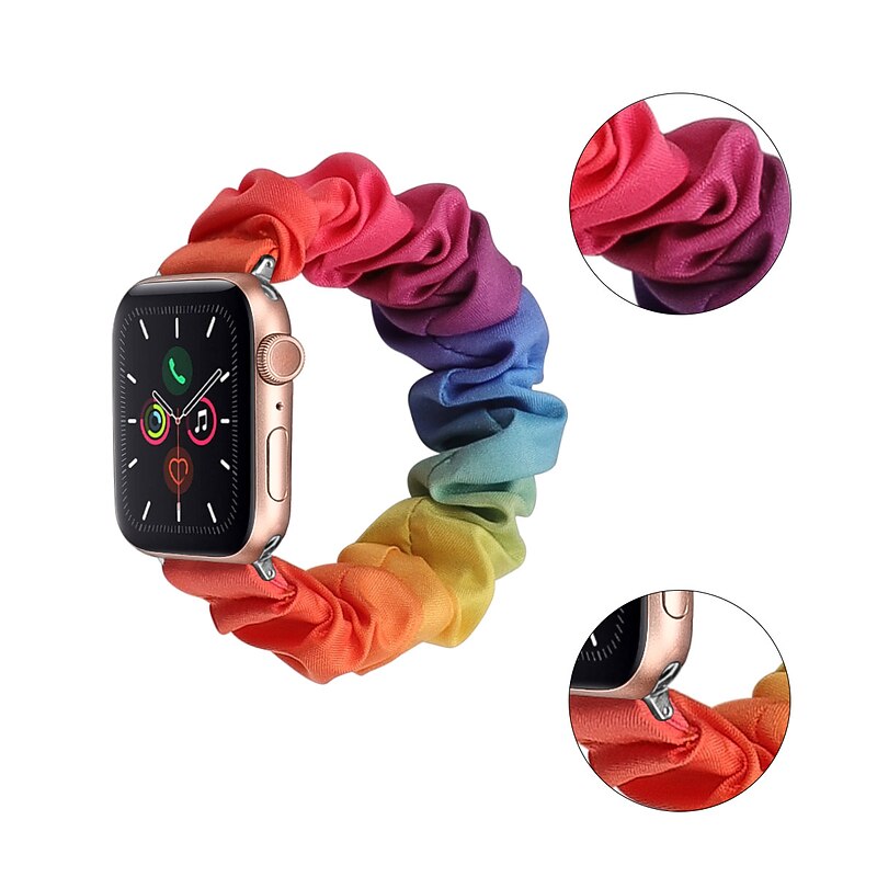 Watch Band for Apple Watch 38mm 40mm 41mm 42mm 44mm 45mm 49mm iwatch Series Ultra 8 7 6 SE 5 4 3 2 1 Fabric Replacement  Strap Women Elastic Stretchy Scrunchie Band Wristband2