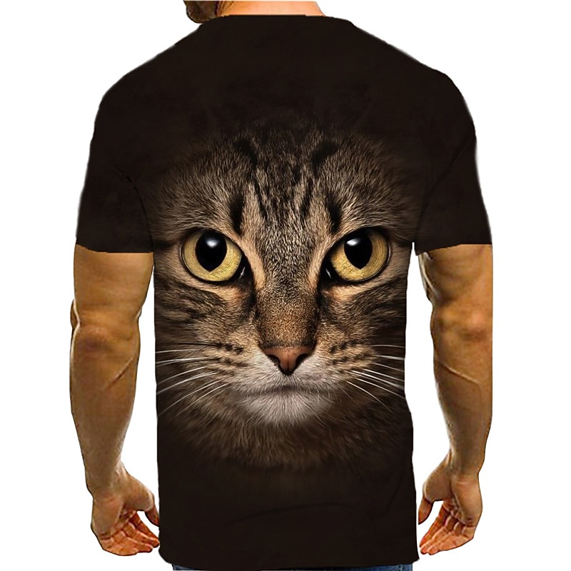 Men's Cat Graphic Prints T Shirt Tee Short Sleeve T shirt 3D Print Round Neck Shirt Designer Casual Big and Tall Daily Holiday Black Summer Clothing Apparel S M L XL XXL 3XL2